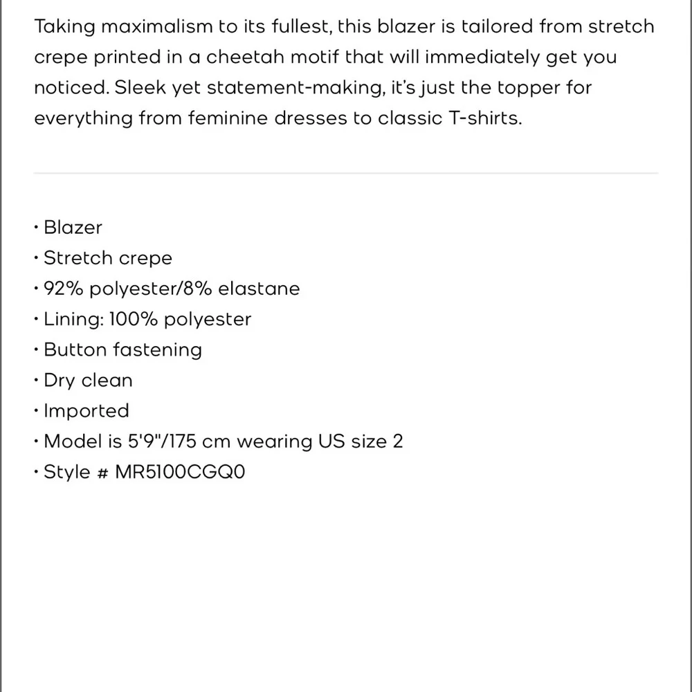 Michael Kors Cheetah Print Stretch Crepe Blazer Size 12 - Picture 9 of 9